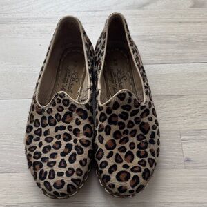 EUC Sabah Loose Leopard Print Cow hair Loafers Shoes, 39W